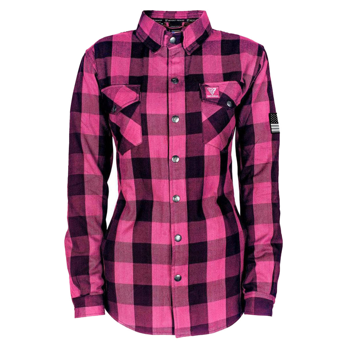 Protective Flannel Shirt for Women - Pink Checkered with Pads