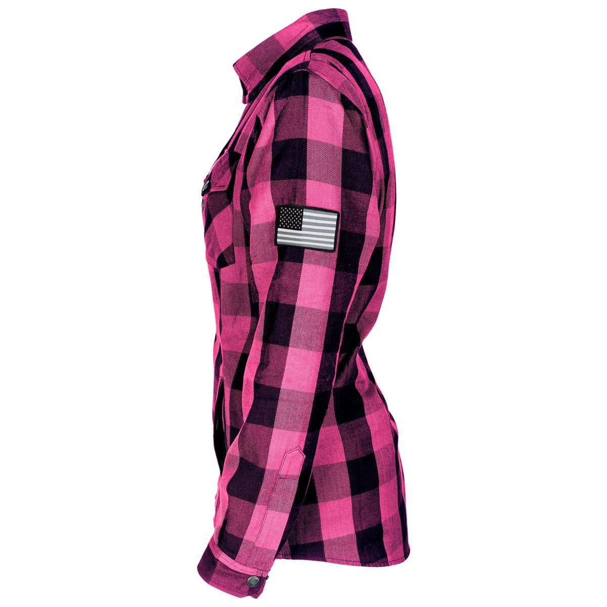 Protective Flannel Shirt for Women - Pink Checkered with Pads