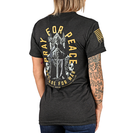 Women's Pray for Peace | Prepare for War Boyfriend Fit T-Shirt