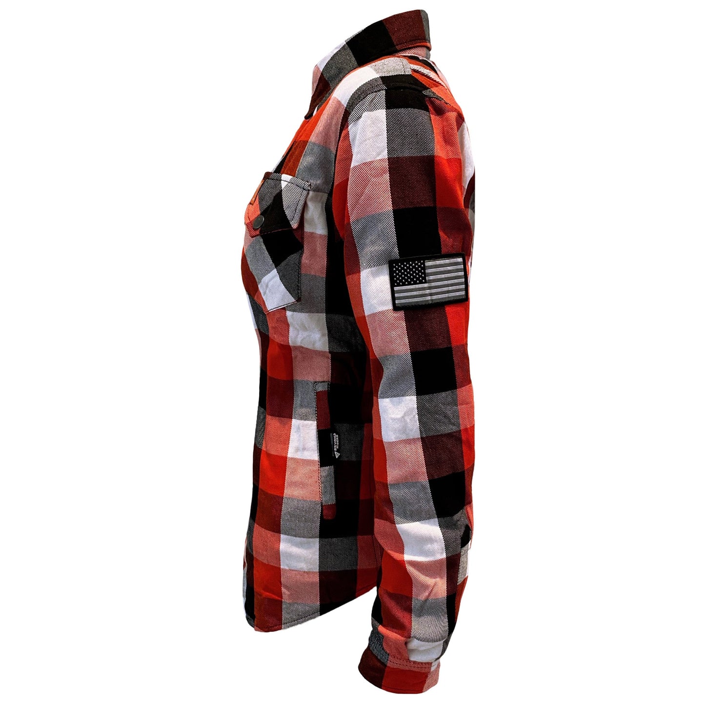 Protective Flannel Shirt for Women - Red, Black, White Checkered with Pads