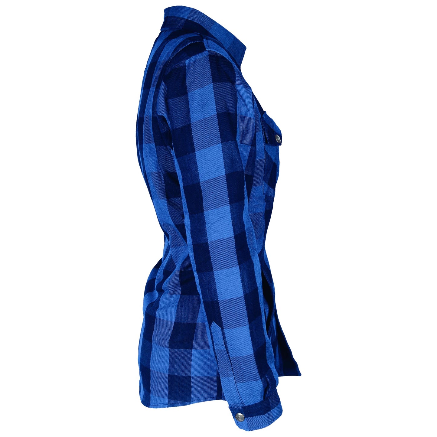 Protective Flannel Shirt for Women - Blue Checkered with Pads