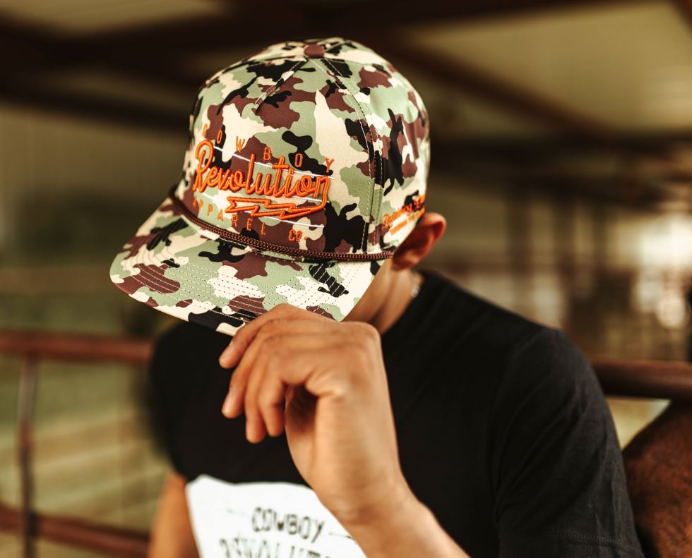 “Lightning" Woodland Camo - Cowboy Revolution 5-panel Performance Hat