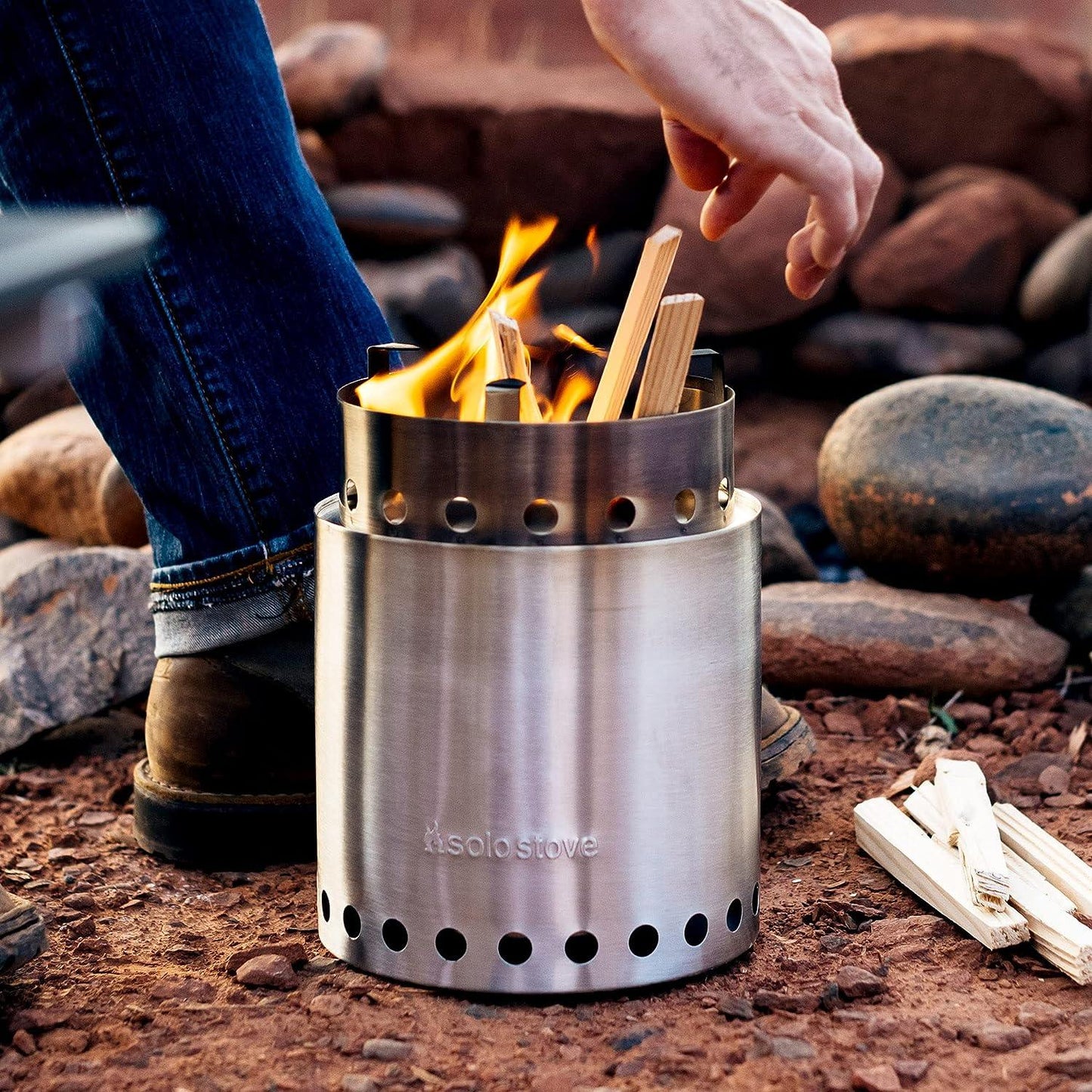 Solo Stove Lite/Titan/Campfire Camping Stove Portable Stove for Backpacking Outdoor Cooking Great Stainless Steel Camping Backpacking Stove Compact Wood Stove Design-No Batteries or Liquid Fuel Canisters Needed