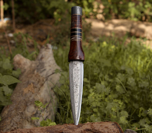 Cloud Damascus Fixed Blade Hunting Knife with Sheath