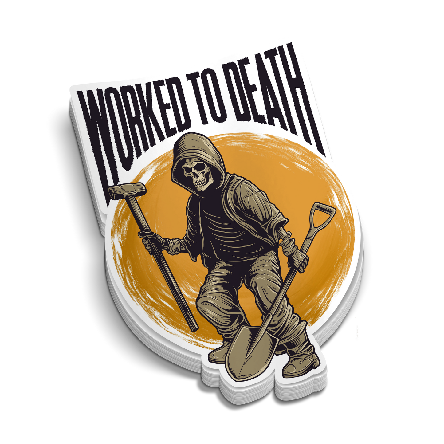 Worked To Death - Hard Hat Sticker