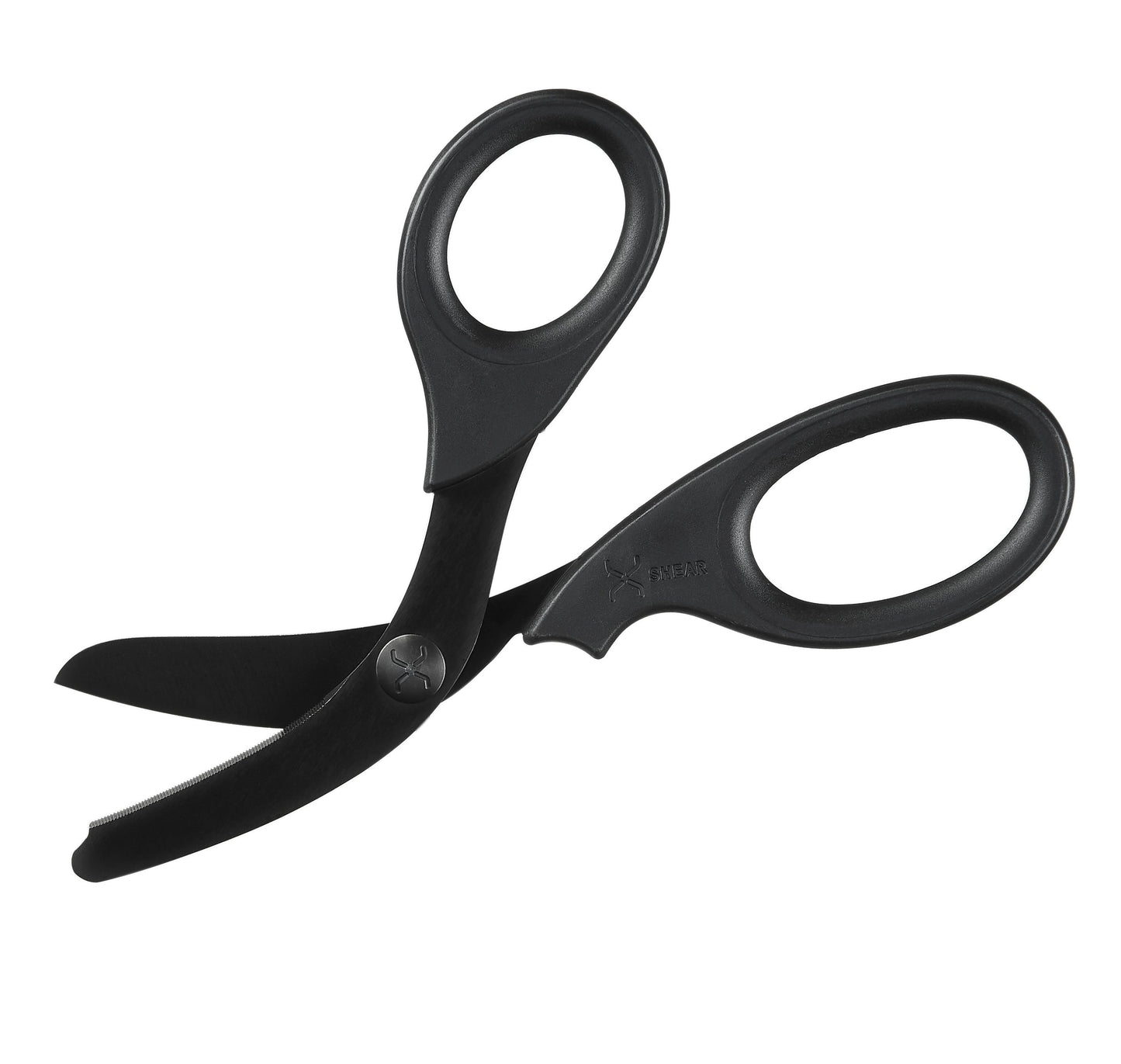 XShear 7.5” Heavy Duty Trauma Shears. All Black Handles, Black Titanium Coated Stainless Steel Blades, For the Professional Emergency Provider