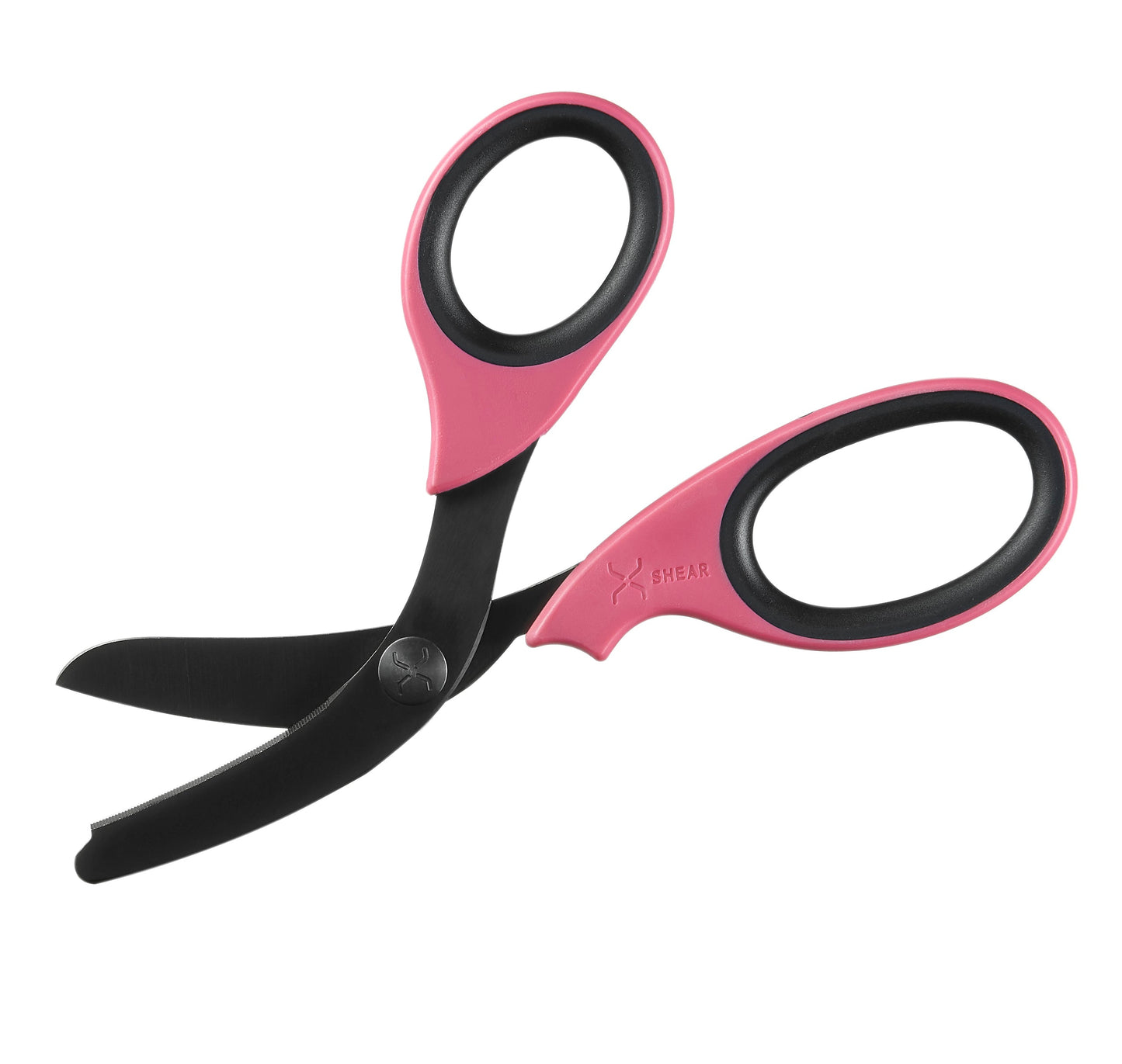 XShear 7.5” Heavy Duty Trauma Shears. Pink & Black Handles, Black Titanium Coated Stainless Steel Blades, For the Professional Emergency Provider