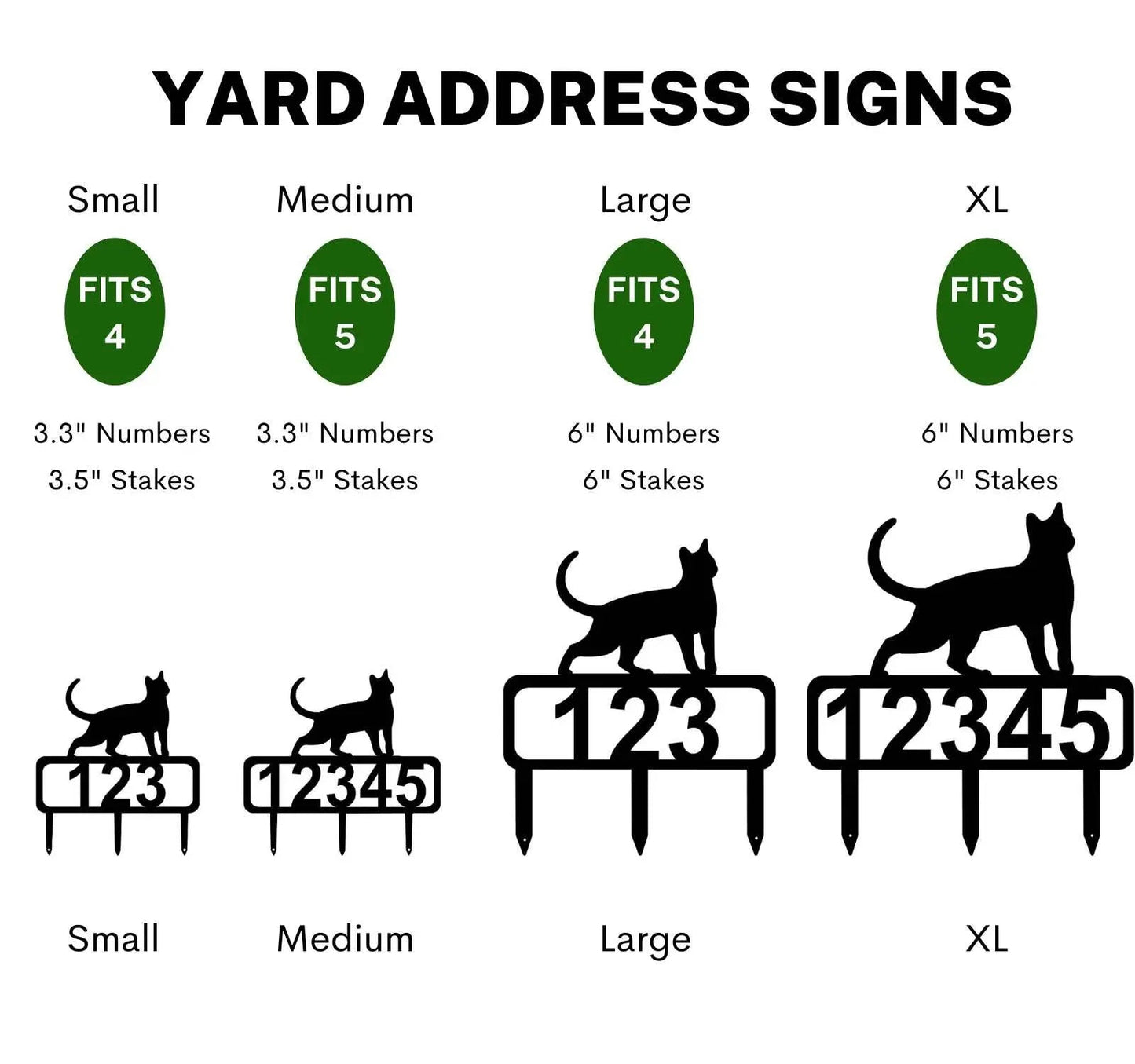 Buck Yard Address Sign with Stakes & Size Options