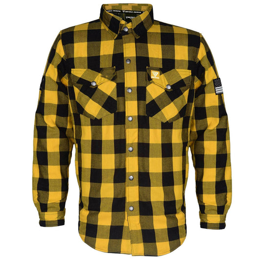 Protective Flannel Shirt - Yellow and Black Checkered with Pads