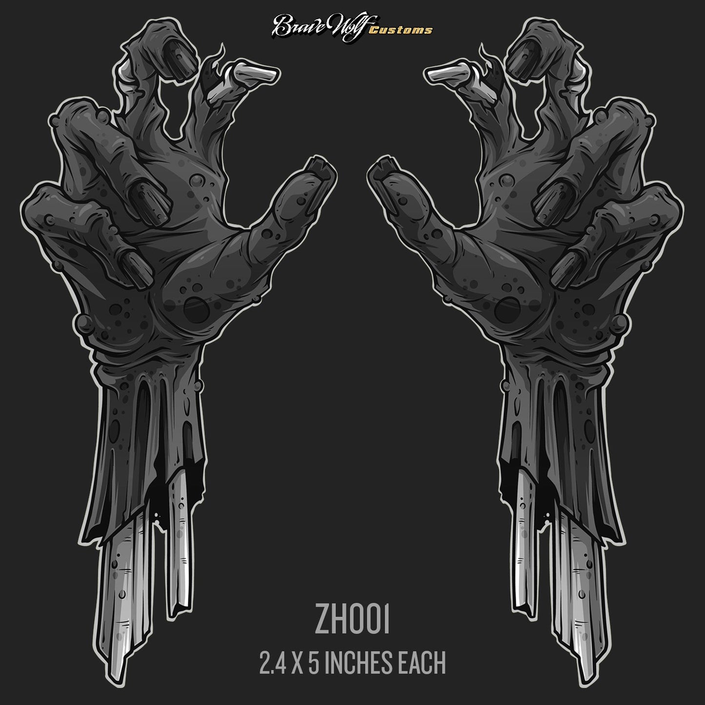 Zombie Hands 001-B&W Anywhere Decal Set