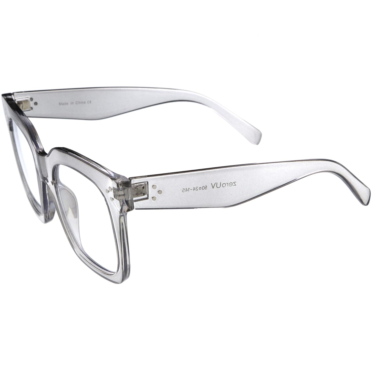 Bold Oversize Square Horn Rimmed Flat Lens Clear Glasses D093