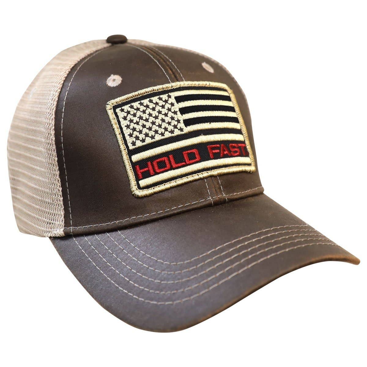 HOLD FAST Mens Cap Flag Red And Tan