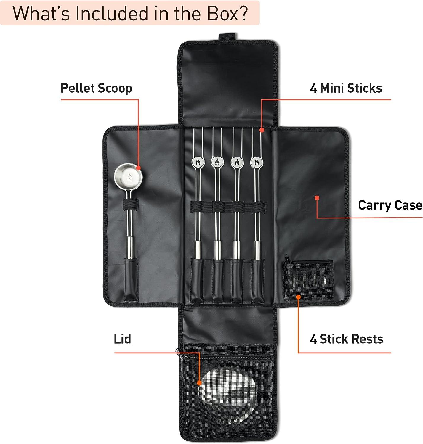 Solo Stove Mesa/Mesa XL Accessory Pack | Incl. 4 Stainless Steel Mini Sticks + Stick Rests, Pellet Scoop, Mesa Lid, Carry Case, Accessories for Outdoor Fire Pit