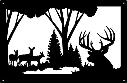 Buck and Doe Across the Pond Wildlife Wall Art