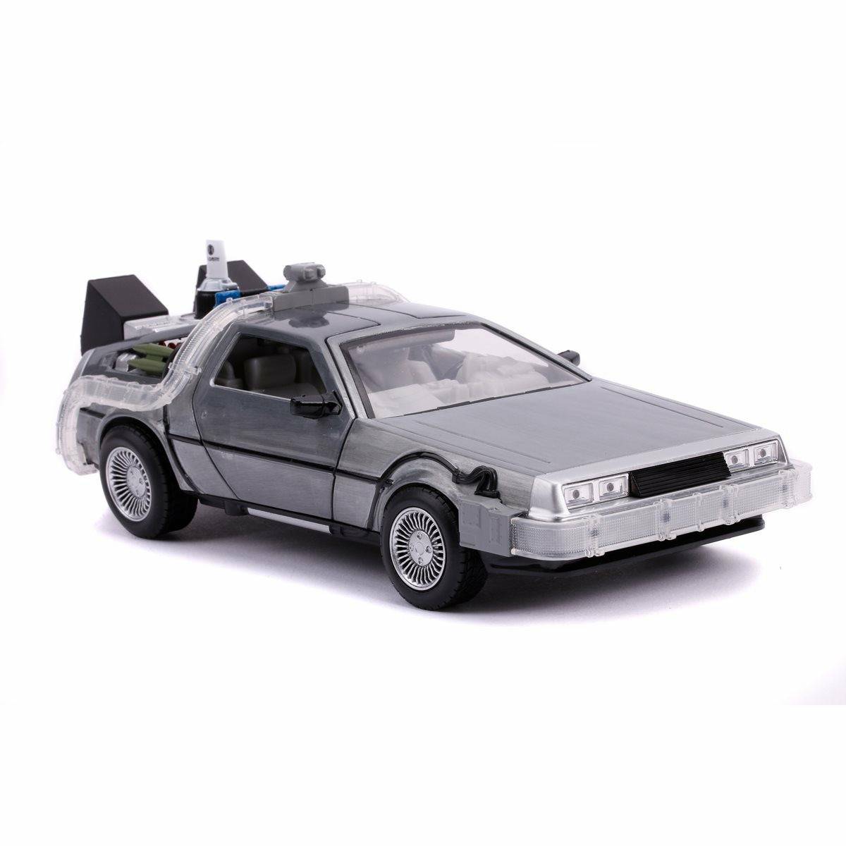 Back to the Future Part II die-cast 1:24 scale "Hollywood Rides" light-up DeLorean Time Machine