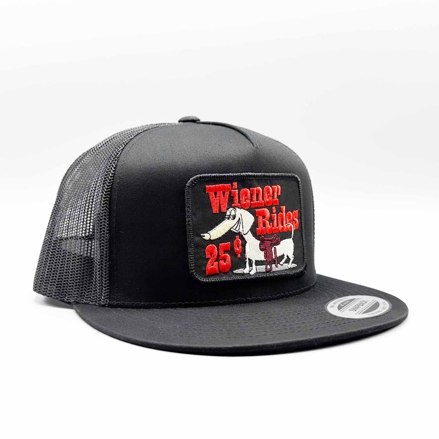 Wiener Rides 25 Cents All Black Trucker Hat