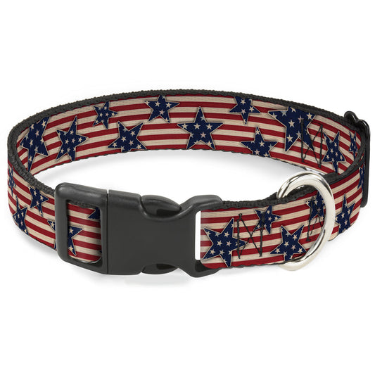 Plastic Clip Collar - Americana Stars & Stripes Red/White/Blue/White