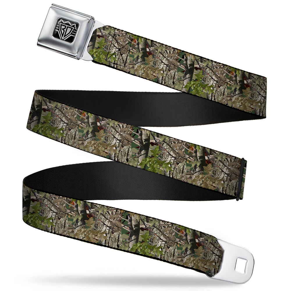 BD Wings Logo CLOSE-UP Full Color Black Silver Seatbelt Belt - Hunting Camo Webbing