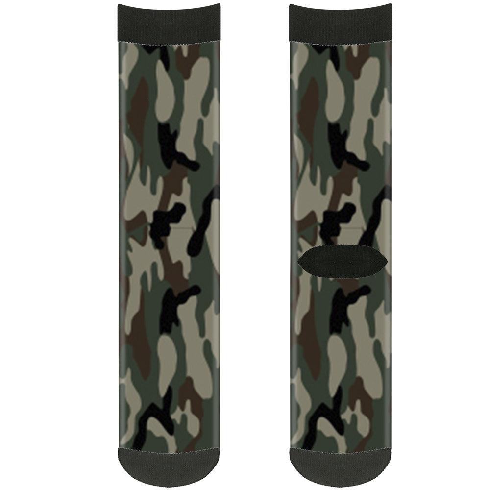 Sock Pair - Polyester - Camo Olive3 - CREW