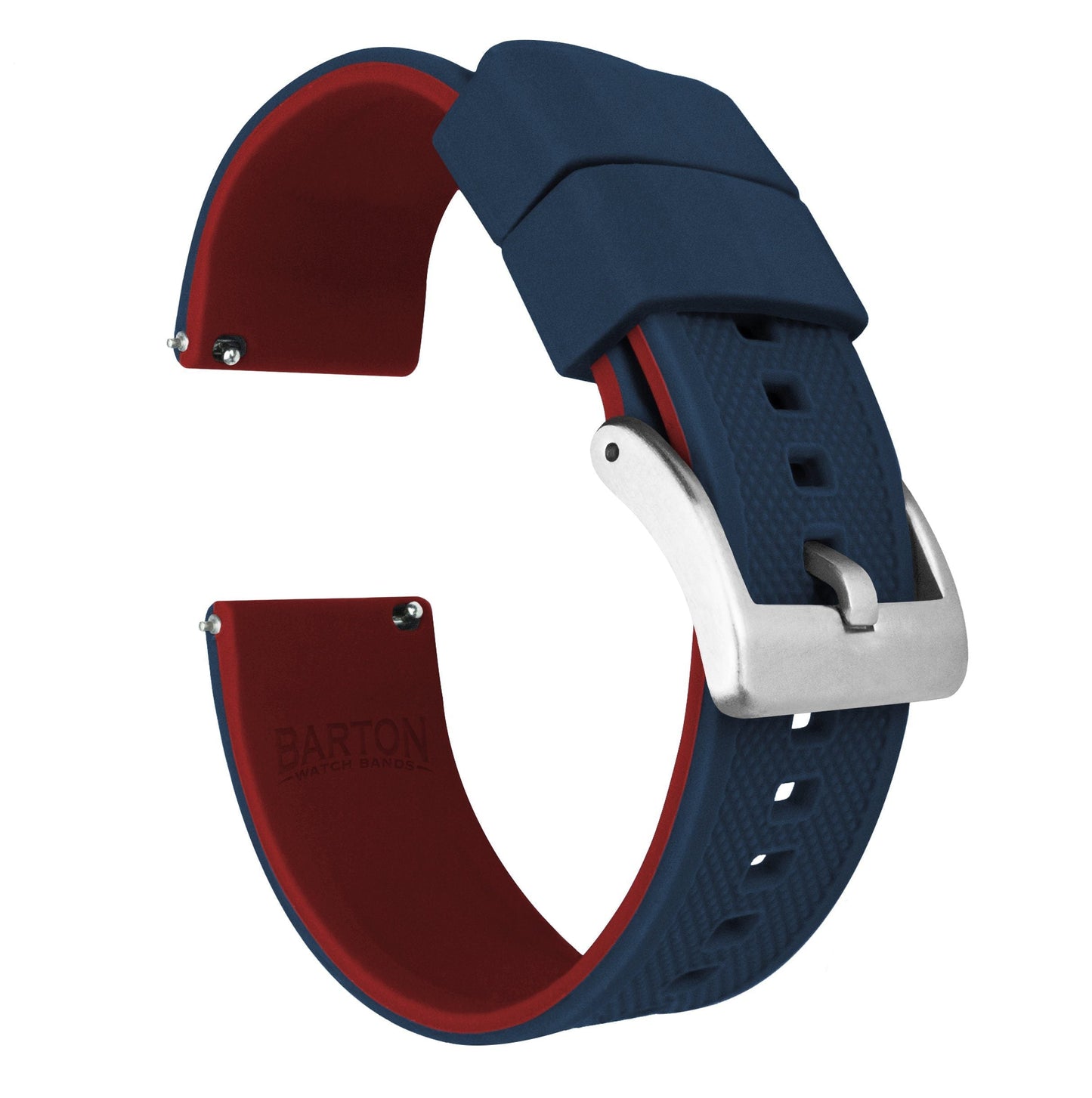 Omega Moonswatch Elite Silicone Navy Blue Top Crimson Red Bottom Watch Band