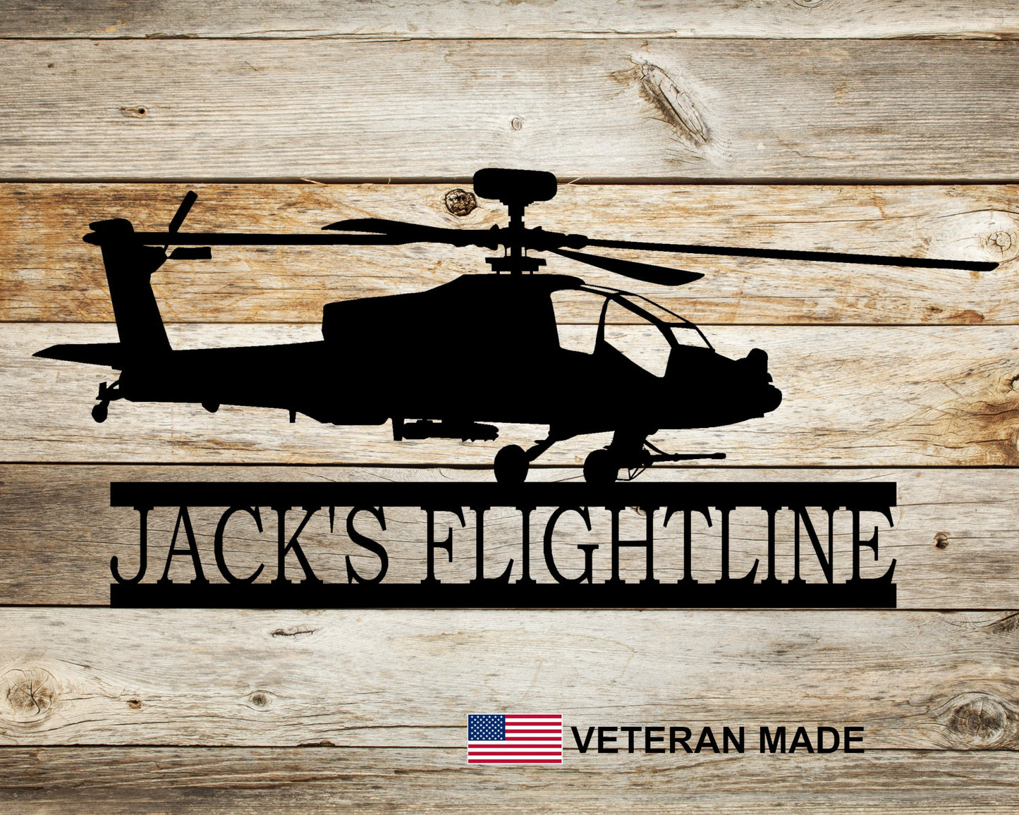 AH-64 Apache Helicopter Personalized Metal Sign