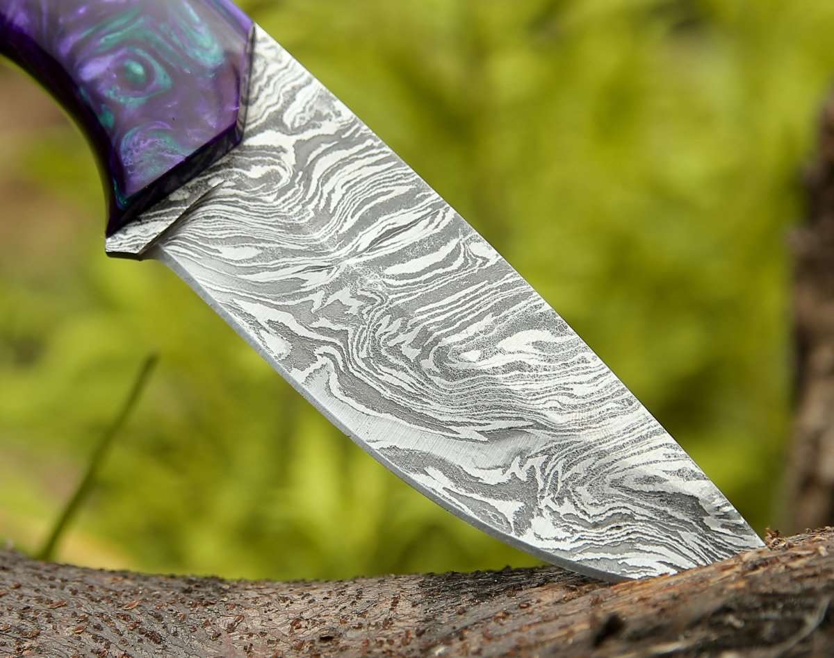 Arcane Handmade Damascus Hunting Knife with Resin Handle