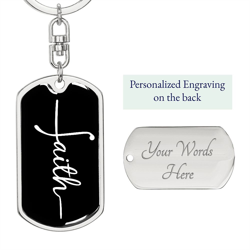 Christian Faith Cross Custom Dog Tag Keychain | Inspiring Sobriety | Faith