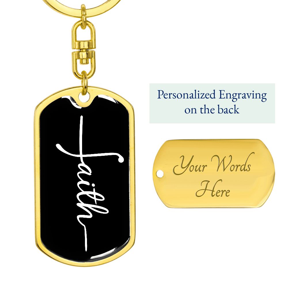 Christian Faith Cross Custom Dog Tag Keychain | Inspiring Sobriety | Faith