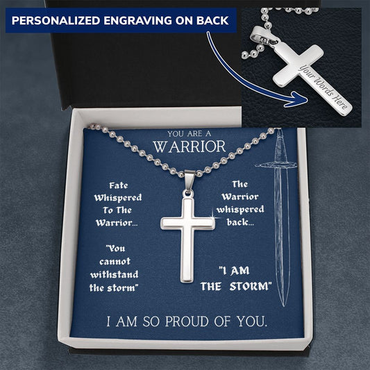 Engravable Cross Necklace | Inspiring Sobriety | The Warrior and The Storm