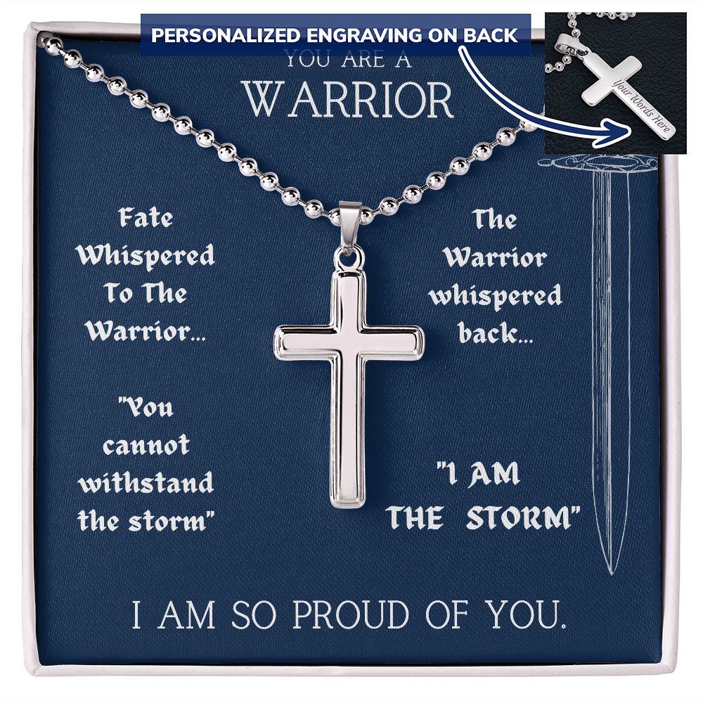 Engravable Cross Necklace | Inspiring Sobriety | The Warrior and The Storm