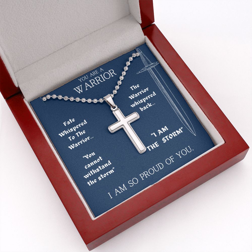 Engravable Cross Necklace | Inspiring Sobriety | The Warrior and The Storm