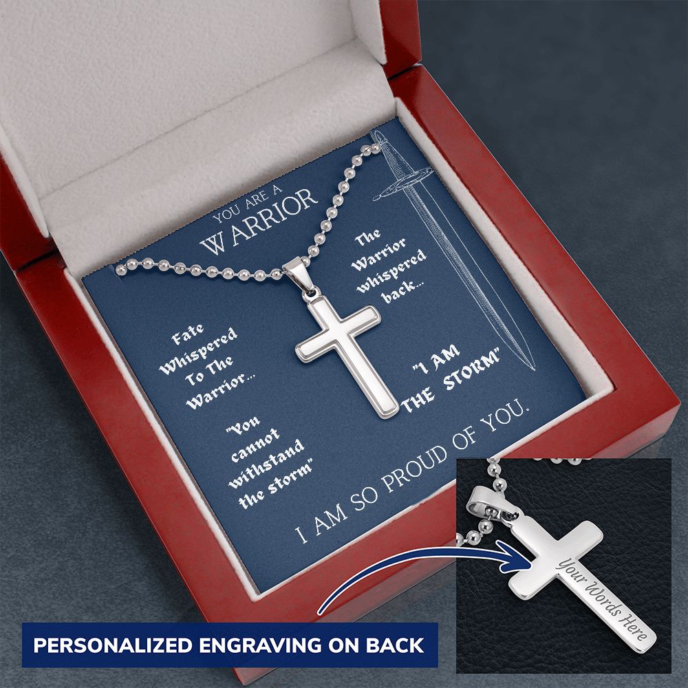 Engravable Cross Necklace | Inspiring Sobriety | The Warrior and The Storm