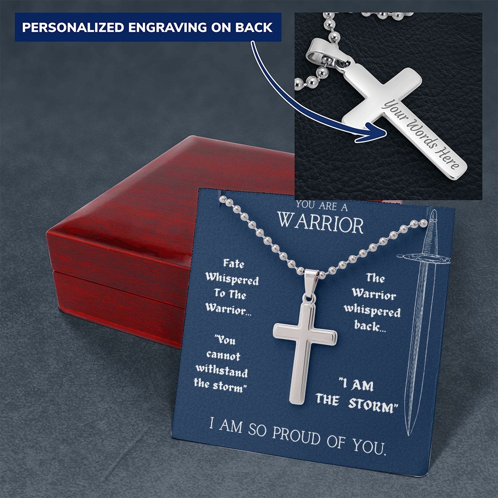 Engravable Cross Necklace | Inspiring Sobriety | The Warrior and The Storm