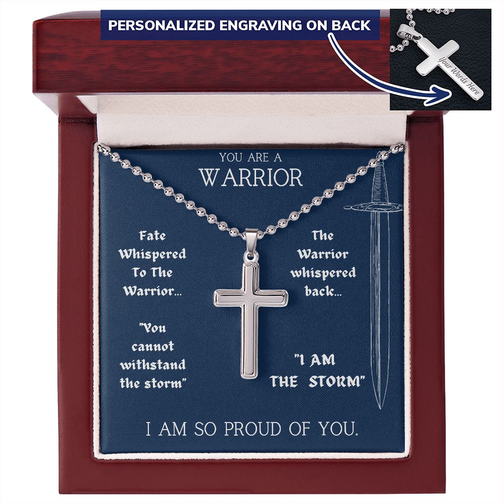 Engravable Cross Necklace | Inspiring Sobriety | The Warrior and The Storm