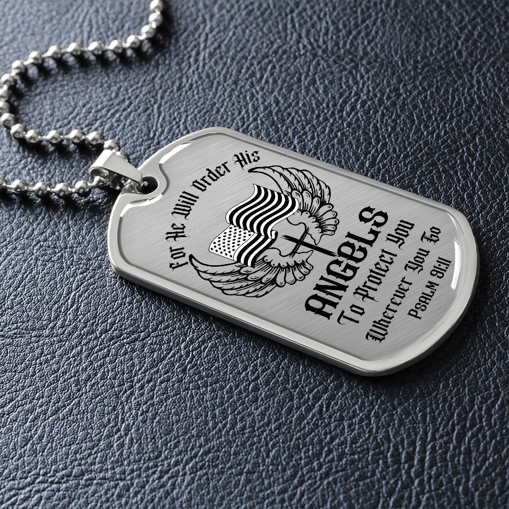 Custom Bible Verse Dog Tag | Inspiring Sobriety | Psalm 91:11 Dog Tag and Chain