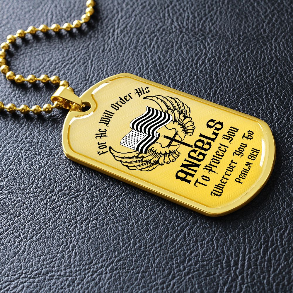 Custom Bible Verse Dog Tag | Inspiring Sobriety | Psalm 91:11 Dog Tag and Chain