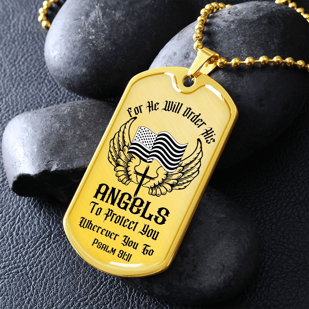 Custom Bible Verse Dog Tag | Inspiring Sobriety | Psalm 91:11 Dog Tag and Chain