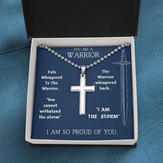 Mens Recovery Cross Necklace | Inspiring Sobriety | The Warrior and The Storm