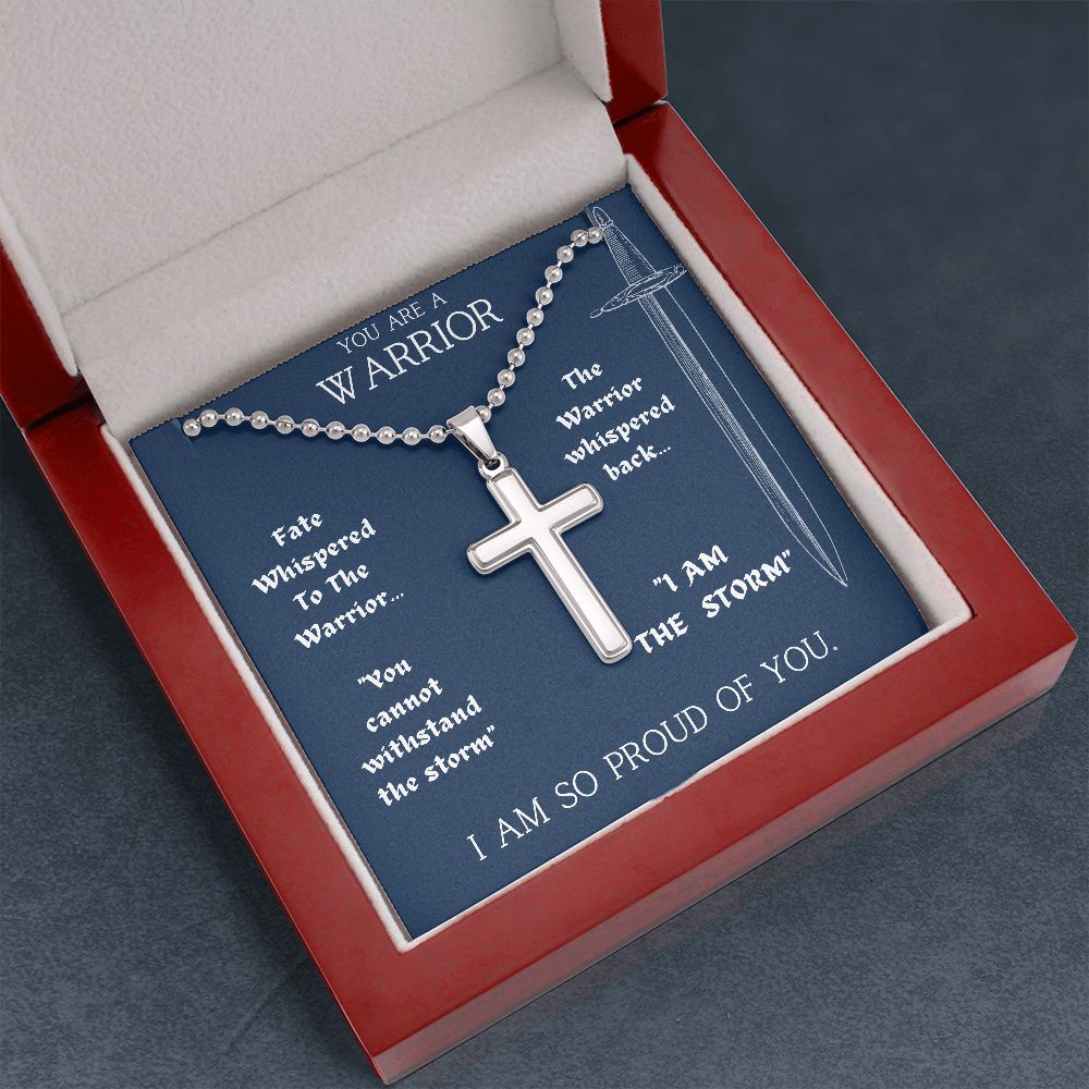 Mens Recovery Cross Necklace | Inspiring Sobriety | The Warrior and The Storm