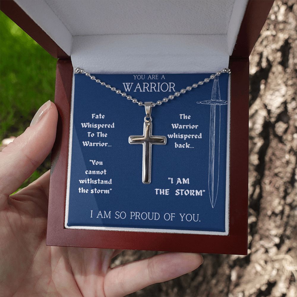 Mens Recovery Cross Necklace | Inspiring Sobriety | The Warrior and The Storm