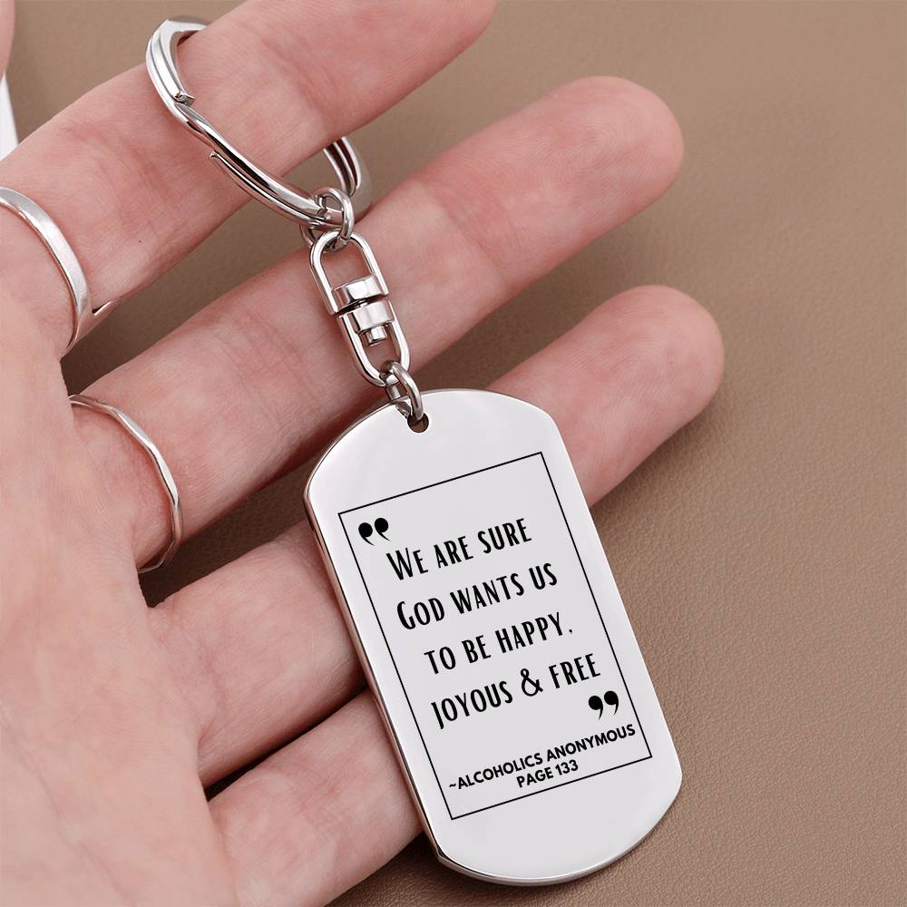 AA Recovery Keychain | Inspiring Sobriety | Happy, Joyous & Free AA Page 133