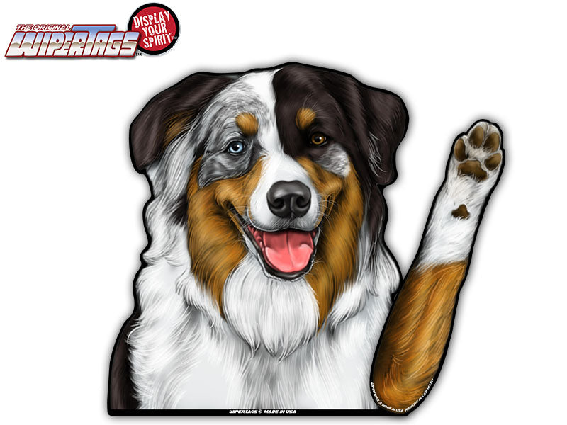 Australian Shepherd Waving Dog WiperTags