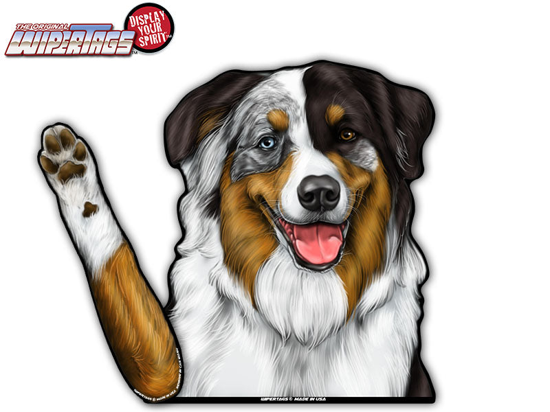 Australian Shepherd Waving Dog WiperTags