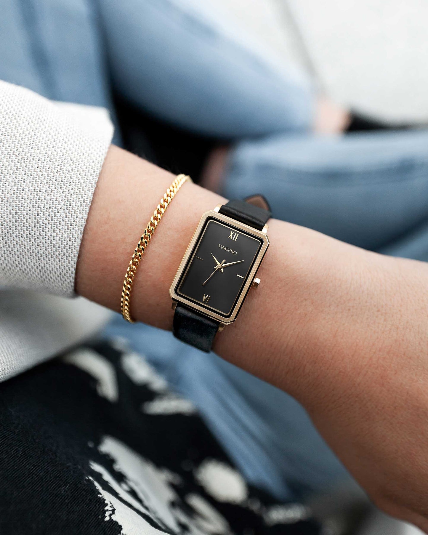 Ava Bundle - Ava Black Gold + Herringbone Bracelet