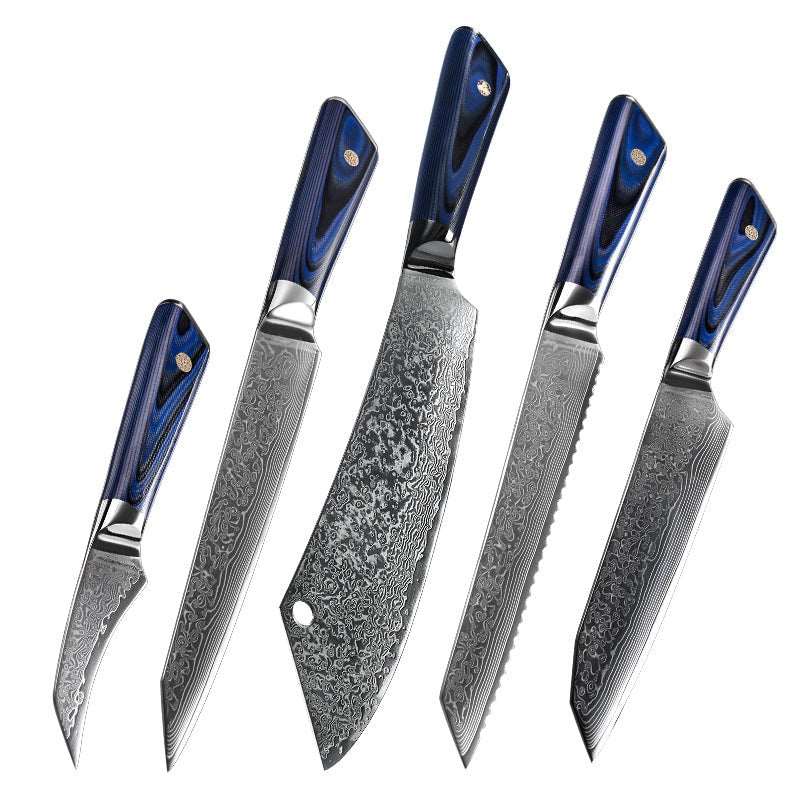 Azure Japanese VG10 Damascus Chef Knife Set with G10 Handle and Sheath