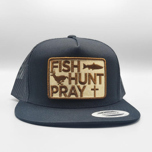 Fish Hunt Pray Christian (Brown) Trucker Hat