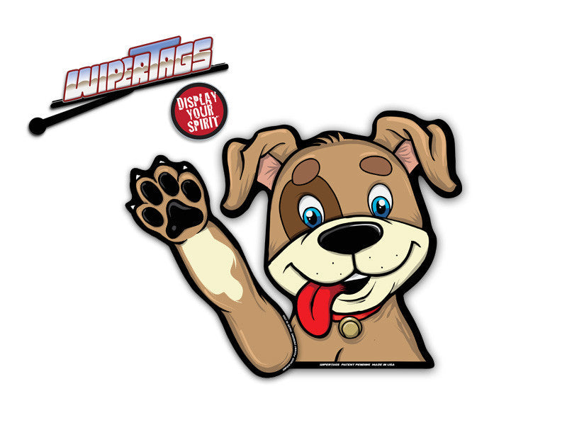 Barley Rescue Dog Waving WiperTags