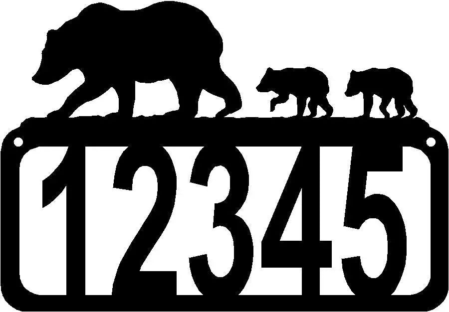 Bear & Cubs House Address Sign