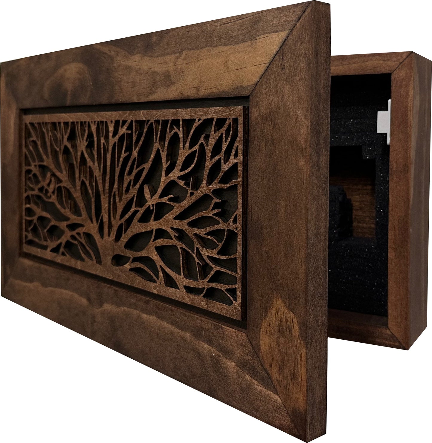 Wood Gun Cabinet Birds In A Tree Wall Decoration - Hidden Gun Safe To Securely Store Your Gun In Plain Sight