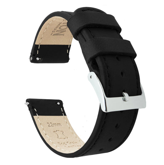 Black Leather Quick Release Watch Band